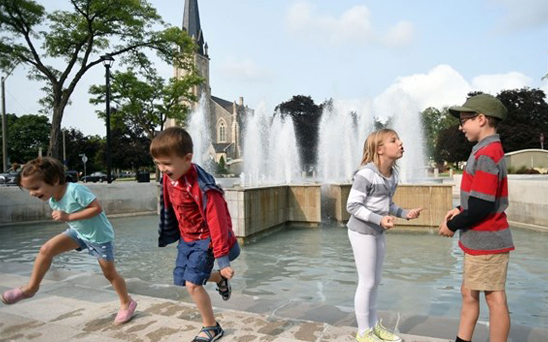 The Centennial Fountain in the middle of Queen's Square reopened to the public on Thursday after renovations wrapped up last week