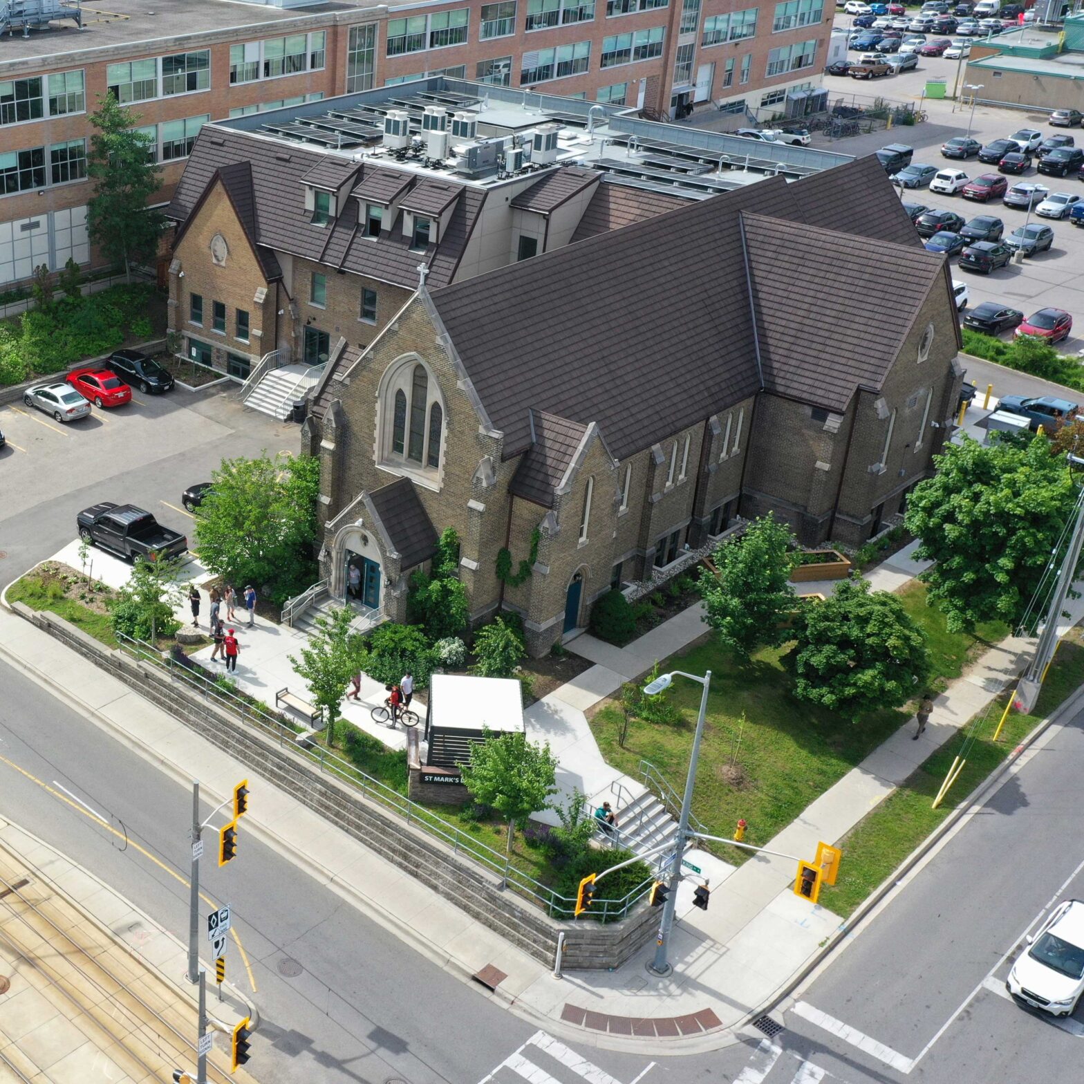 Drone shot of St. Mark's church